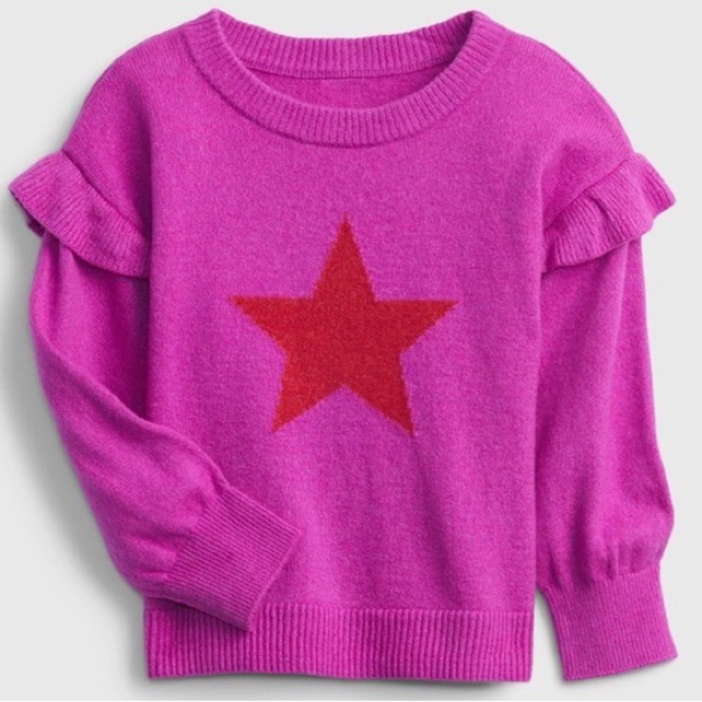 GAP Fuschia Red Star Brush Sweater, Toddler Girl, 2T NWT
